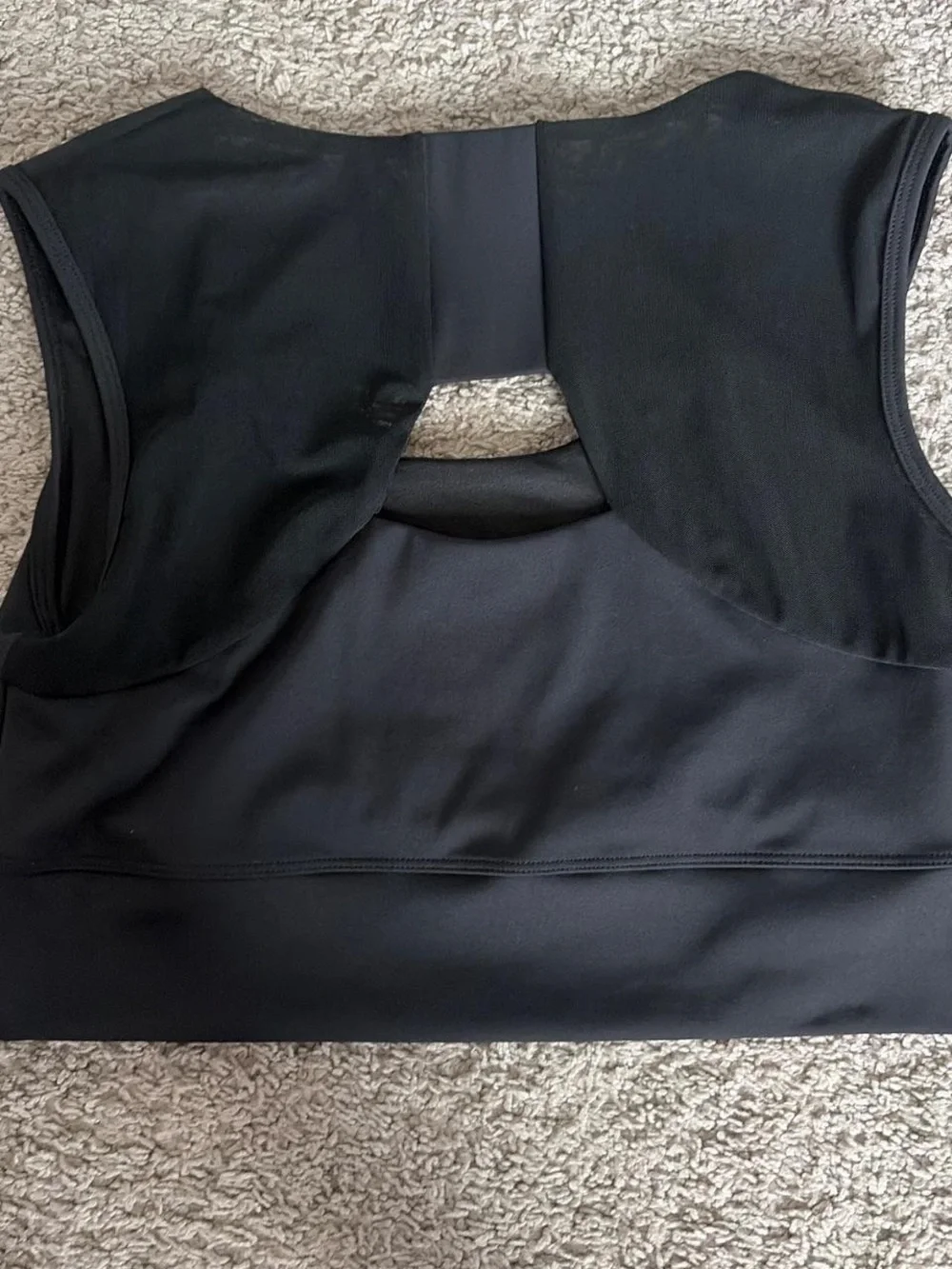 Black Athletic Crop Top with Back Cutout